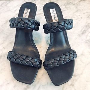 Steve Madden Prema Braided Black Sandal Size 8